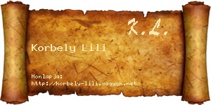 Korbely Lili névjegykártya